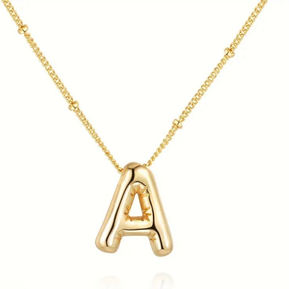 Bubble Letter Initial necklace - Picture 2 of 6
